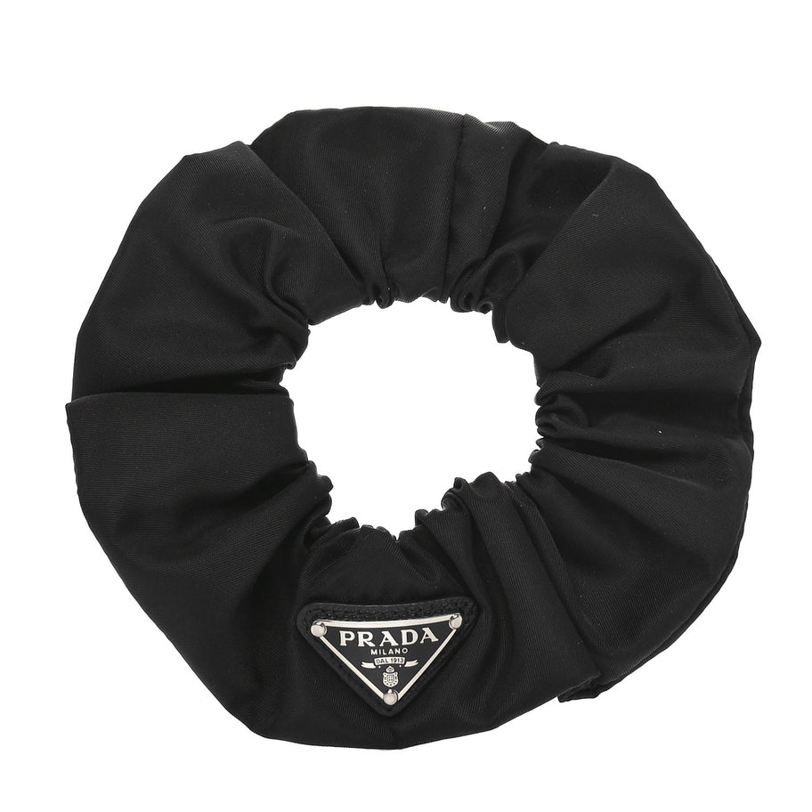 Prada Re-Nylon Metal Logo Scrunchie Black Image 1