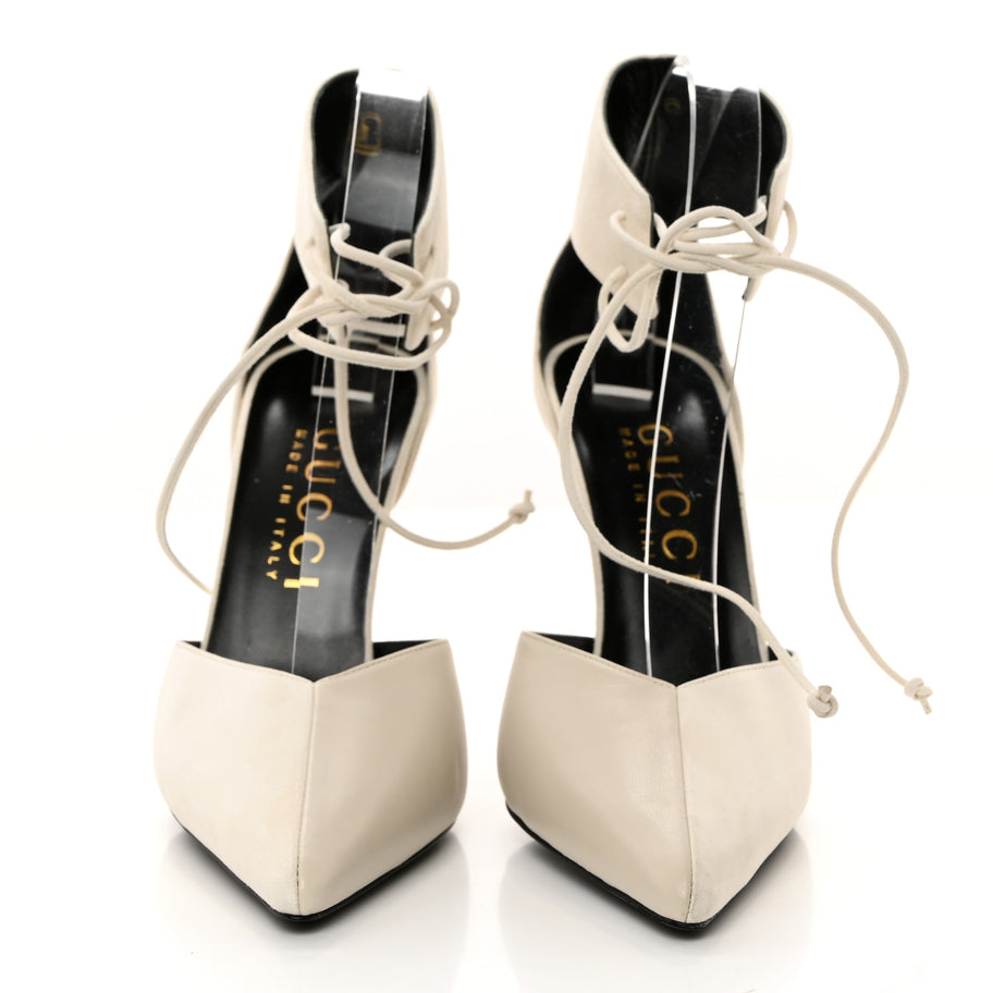 Gucci Soft Nappa Priscilla Ankle Cuff Pumps 40.5 White Image 2