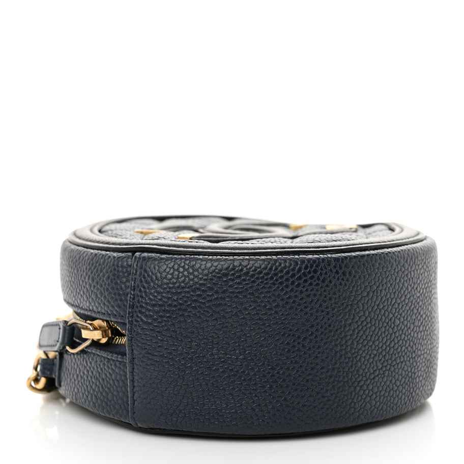 Chanel Caviar Quilted Round Filigree Crossbody Navy Black Image 4
