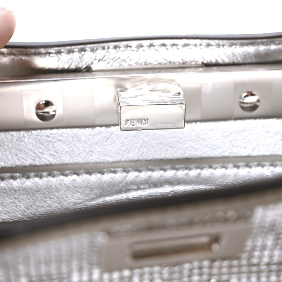 Fendi Crystal Vitello Laminato FF Petite Peekaboo I SEE U Satchel Crystal Argento Image 6