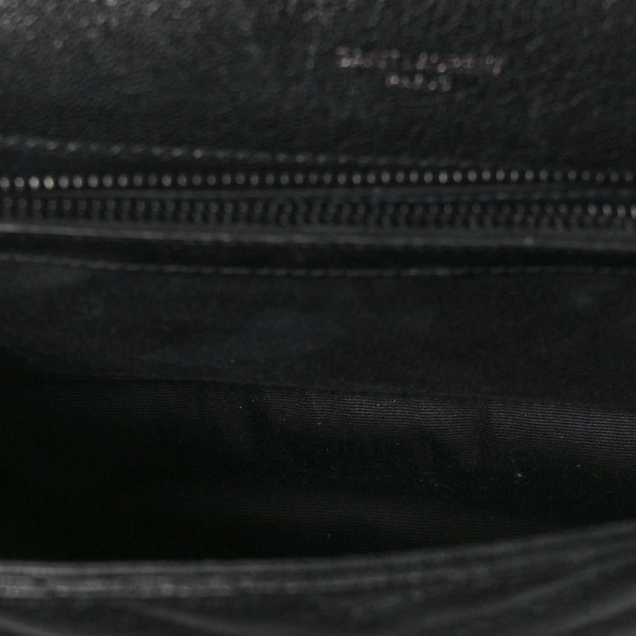 Saint Laurent Sheepskin Matelasse Chevron Monogram Monochrome Medium College Bag Black Image 5