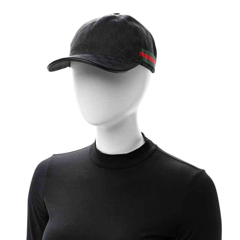  Gucci Monogram Web Baseball Hat XL Black