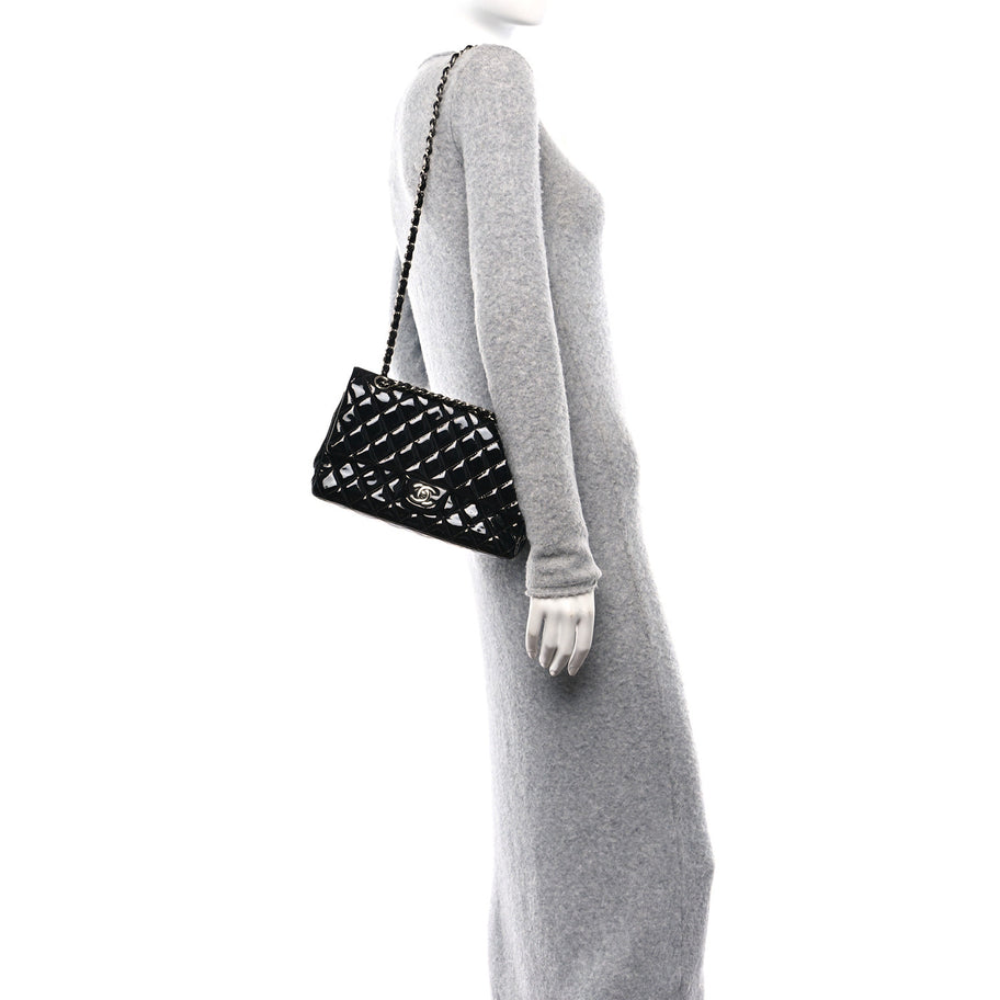 Chanel Patent Quilted Medium Double Flap Black Image 2