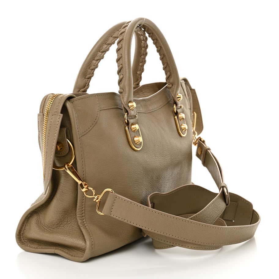 Balenciaga Chevre Gold Metallic Edge Hardware City Beige Latte Image 3