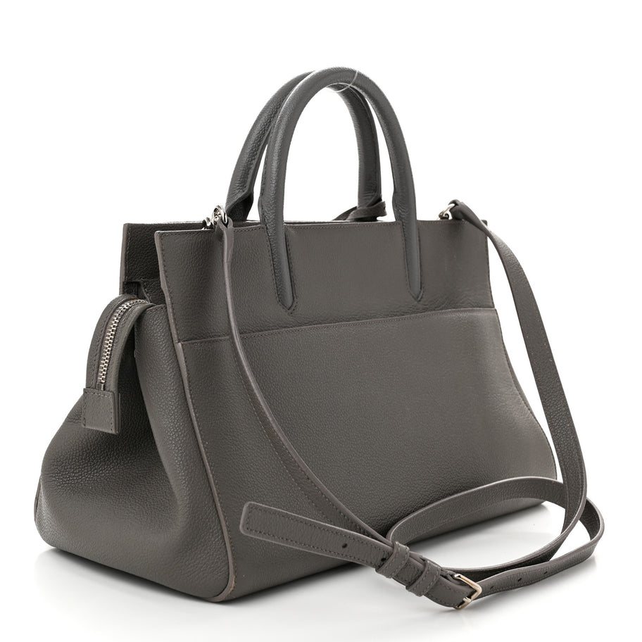 Saint Laurent Grained Calfskin Small Cabas Rive Gauche Fog Image 3