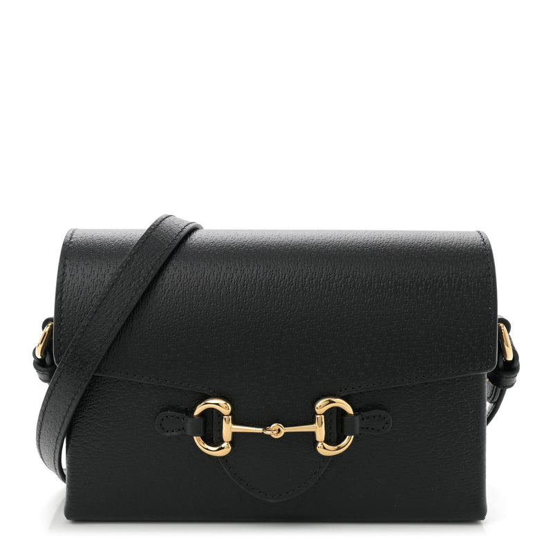  Gucci Calfskin Horsebit 1955 Shoulder Bag Black