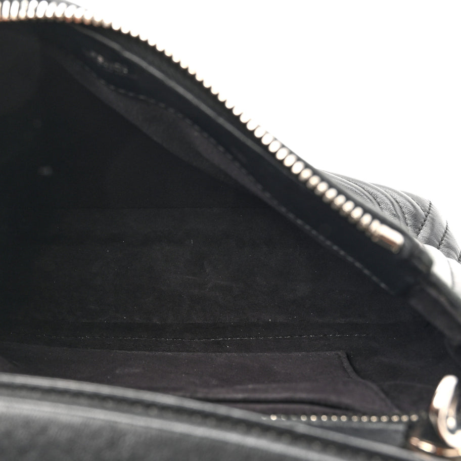 Fendi Shiny Nappa Trapuntata Chain Small DotCom Click Chain Satchel Black Image 5