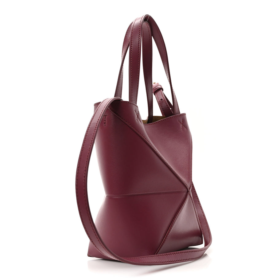 Loewe Shiny Calfskin Mini Puzzle Fold Tote Crimson Image 3