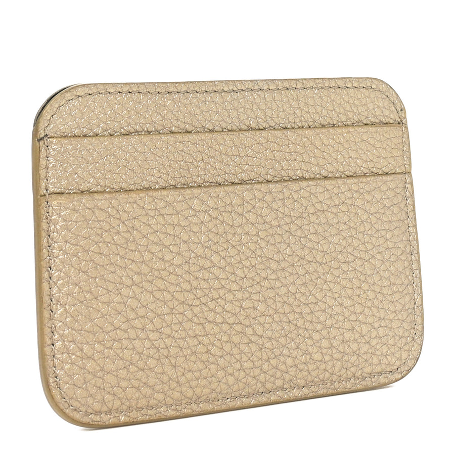 Balenciaga Grained Calfskin Logo Cash Rounded Card Holder Gold Black Image 3
