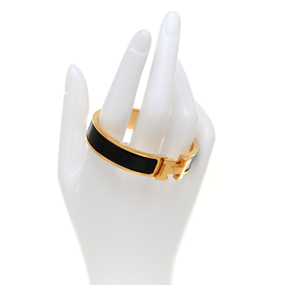 Hermes Enamel Narrow Clic Clac H Bracelet PM Black Image 2