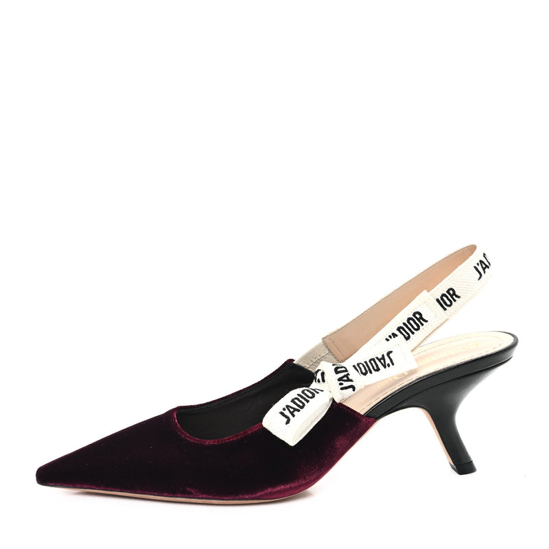  Christian Dior Velvet Ribbon J'Adior Slingback 65mm Pumps 39 Deep Amaranth