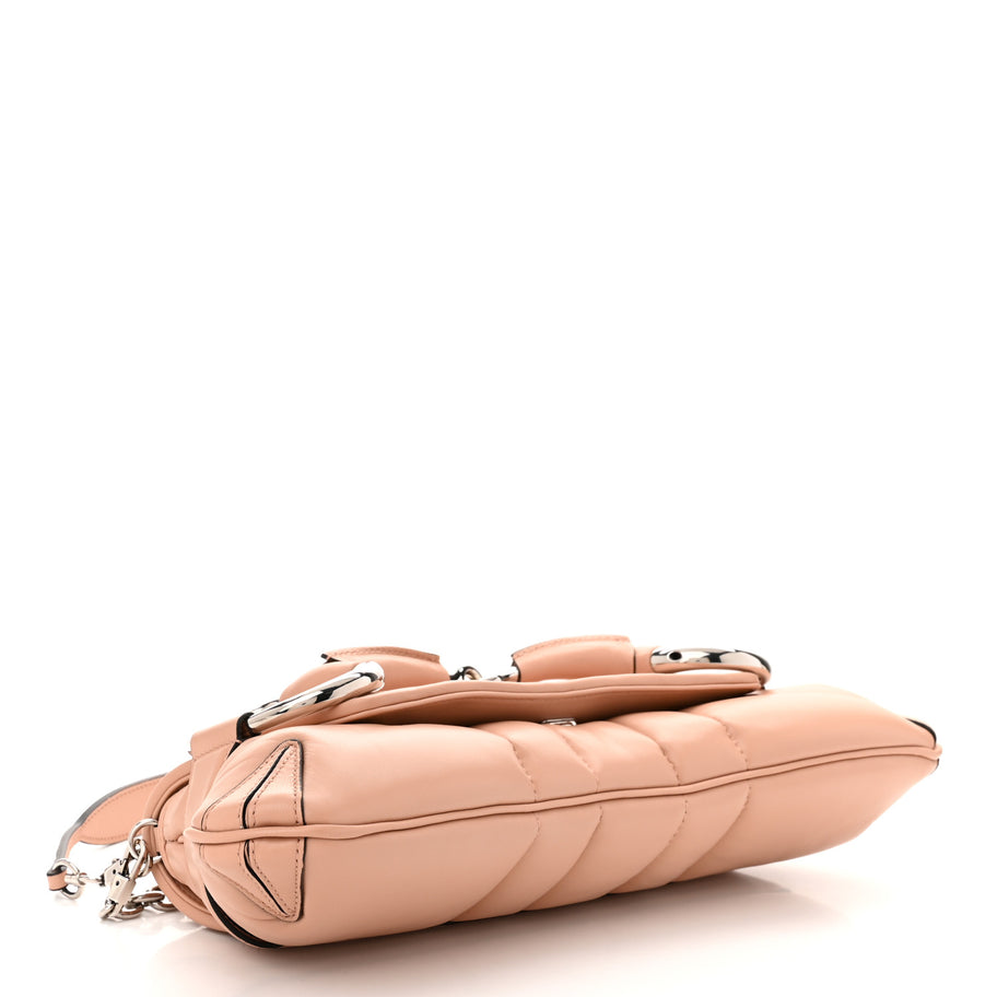 Gucci Nappa Vertical Matelasse Medium Maxi Horsebit Chain Shoulder Bag Rose Beige Image 4