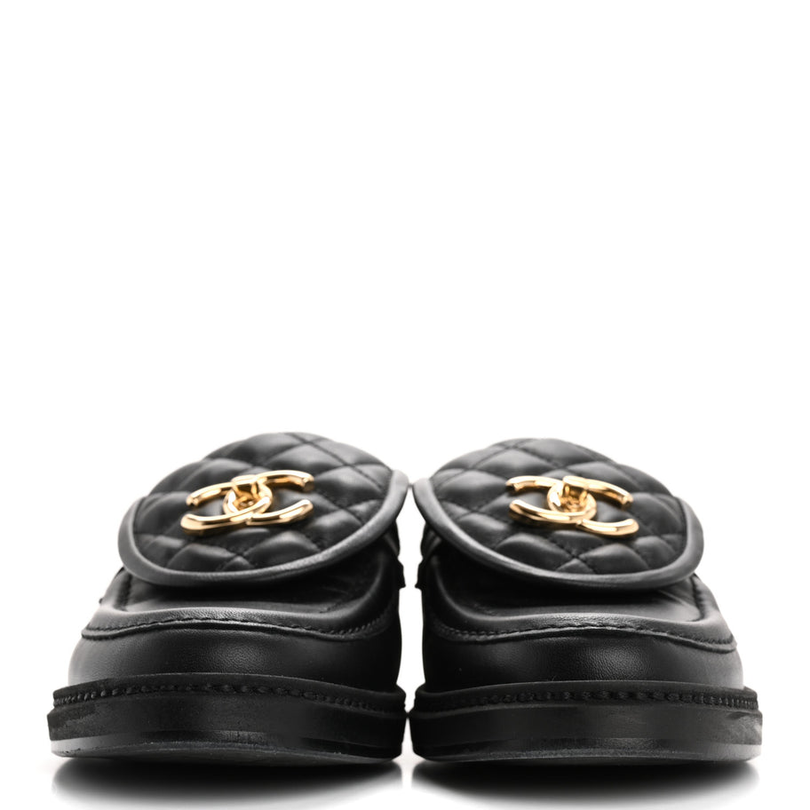 Chanel Lambskin Quilted CC TurnLock Loafers 36 Black Image 3