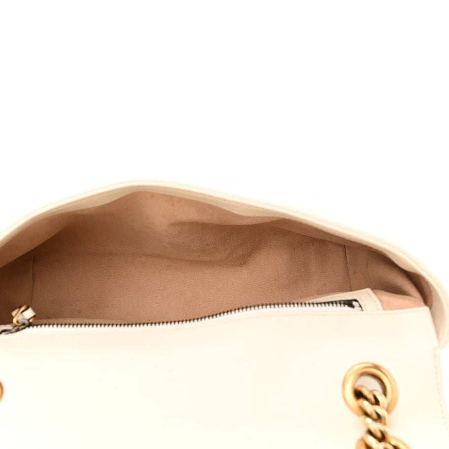 Gucci Calfskin Matelasse Small GG Marmont Shoulder Bag White Image 5