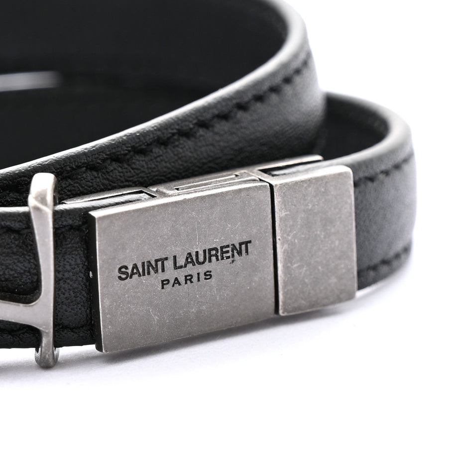 Saint Laurent Calfskin Opyum Double Wrap Bracelet Black Image 5