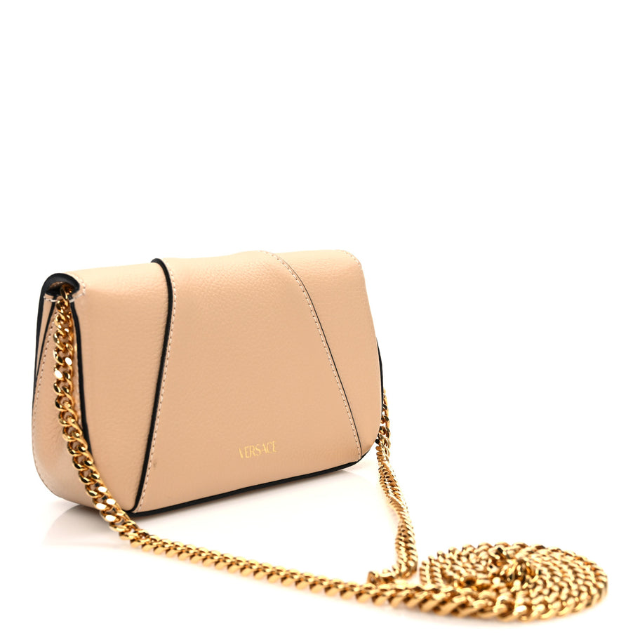 Versace Grained Calfskin Virtus Mini Chain Bag Beige Image 3