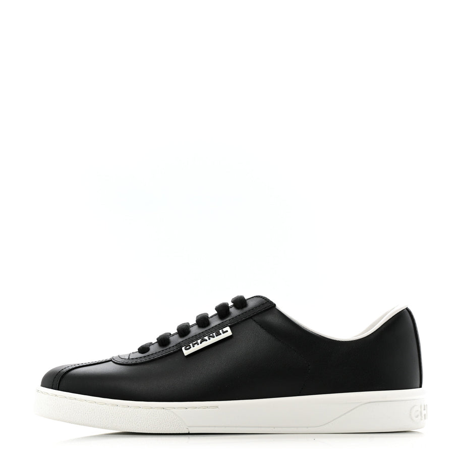 Chanel Calfskin CC Womens Sneakers 38 Black Image 1