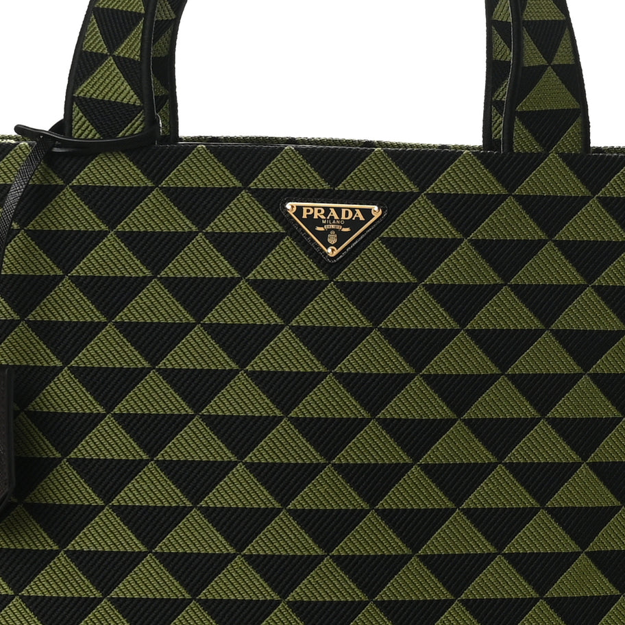 Prada Jacquard Saffiano Triangolo Symbole Embroidered Shopping Tote Black Edera Image 7