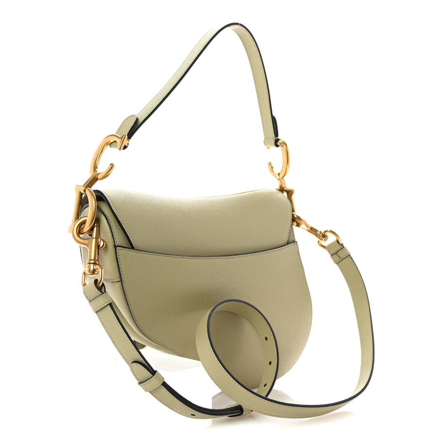 Christian Dior Grained Calfskin Saddle Bag With Strap Desert Sage Image 3