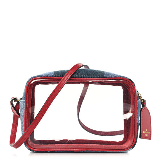 Louis Vuitton Denim Damier Monogram Patchwork PVC Beach Pouch Blue Rouge