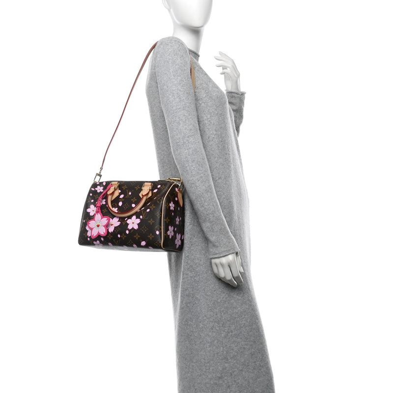  Louis Vuitton LV X TM Monogram Cherry Blossom Speedy Bandouliere 25 Sakura Brown