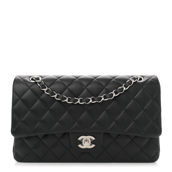  Chanel Lambskin Quilted Medium Double Flap Black
