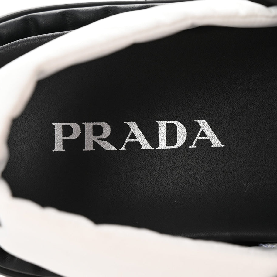 Prada Nylon Triangle Logo Padded Slingback Sandals 38 White Image 7
