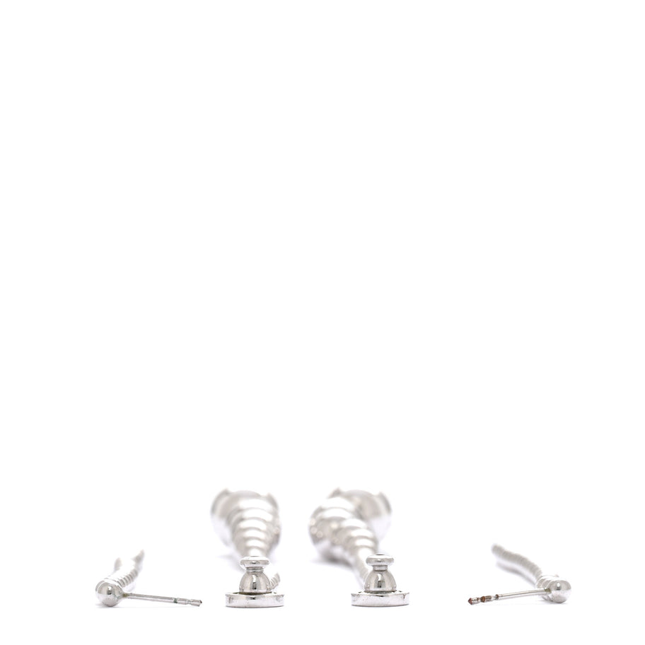 Christian Dior Metal Bead Drop Earrings Silver Image 3