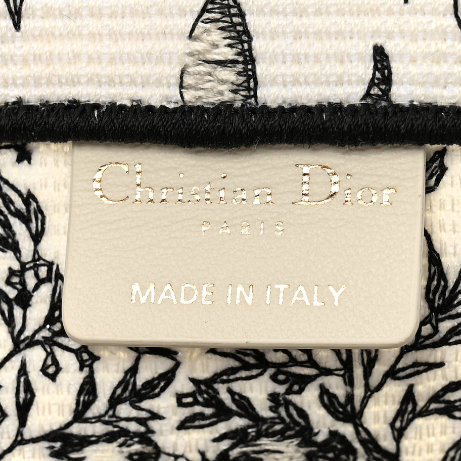 Christian Dior Canvas Embroidered Large Toile de Jouy Soleil Book Tote Black White Image 6