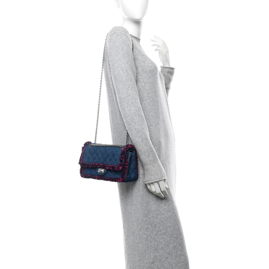 Chanel Denim Tweed 2.55 Reissue 225 Flap Blue Dark Pink Image 2