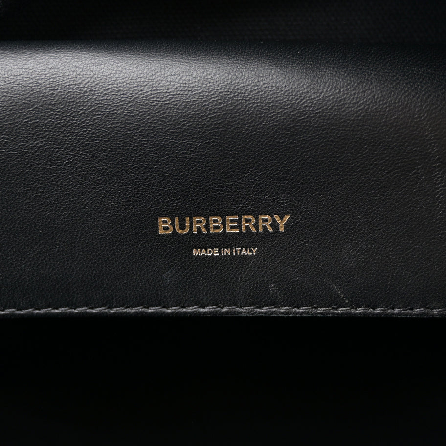 Burberry Smooth Calfskin Paneled Medium Cube Bowling Bag Black Image 6