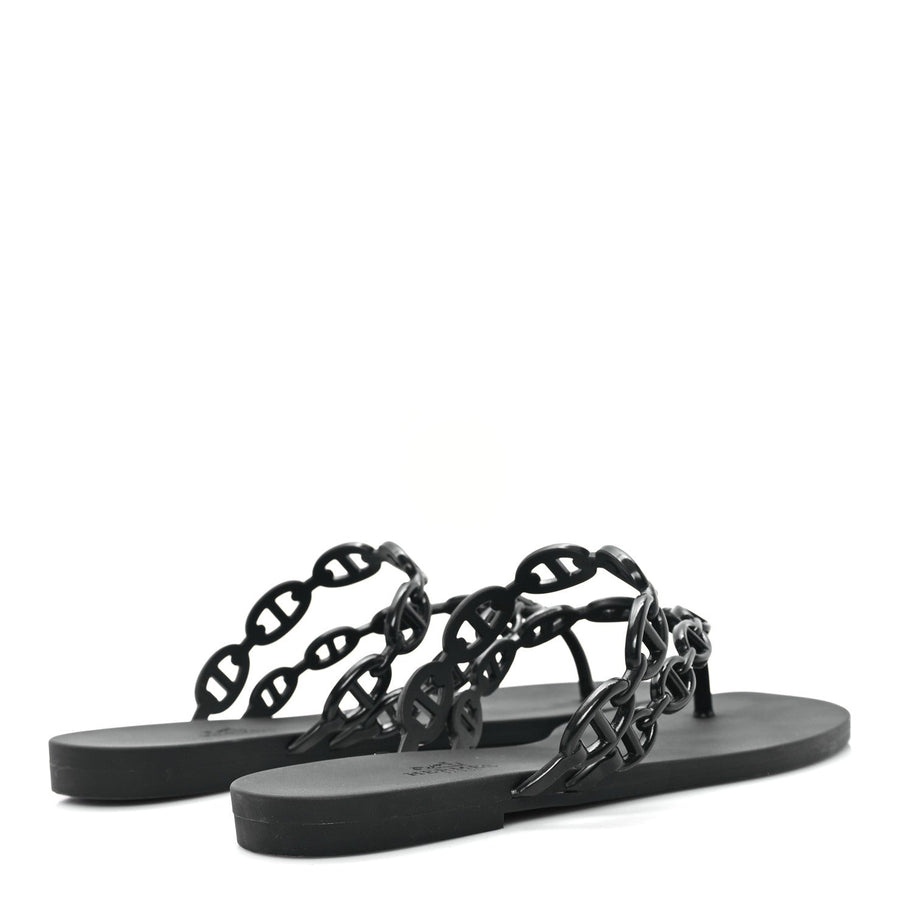 Hermes Rubber Chaine d'Ancre Rivage Sandals 38 Black Image 5