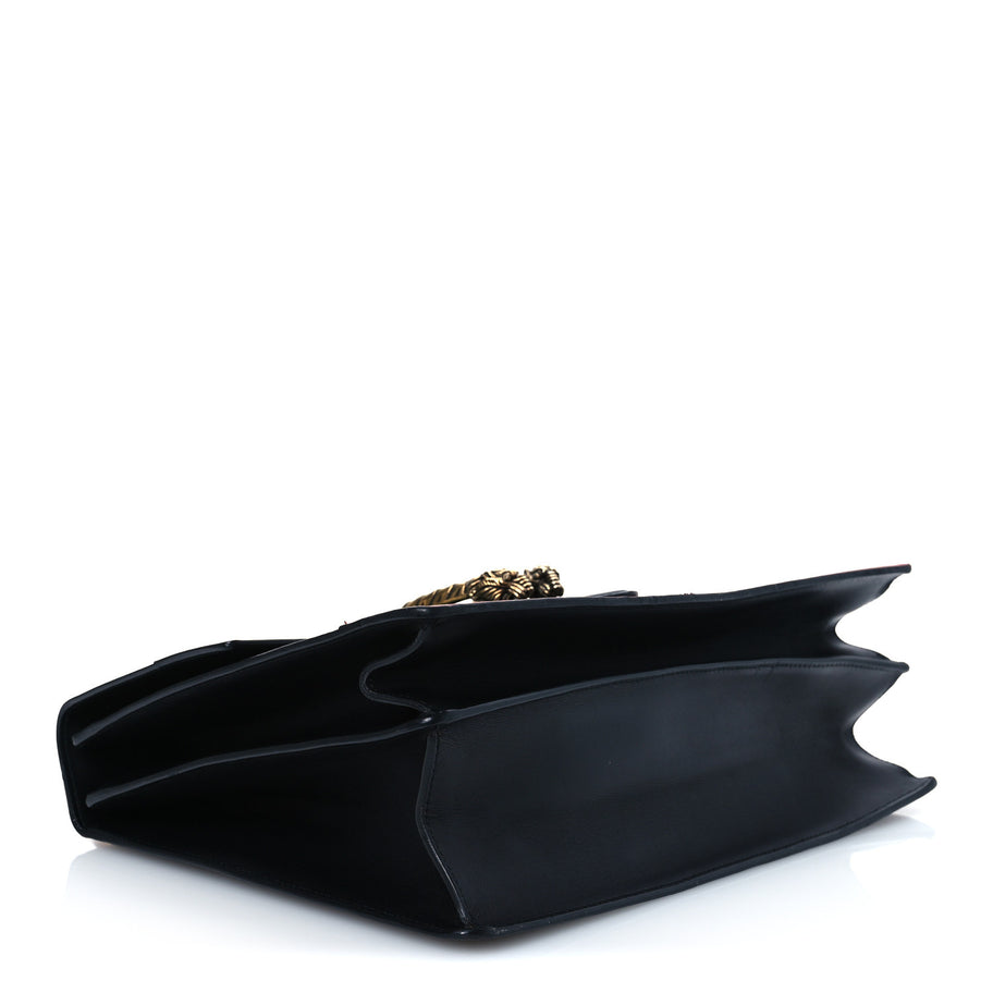 Gucci Calfskin Bamboo Web Large Dionysus Top Handle Bag Black Bright Evergreen Hibiscus Red Image 4