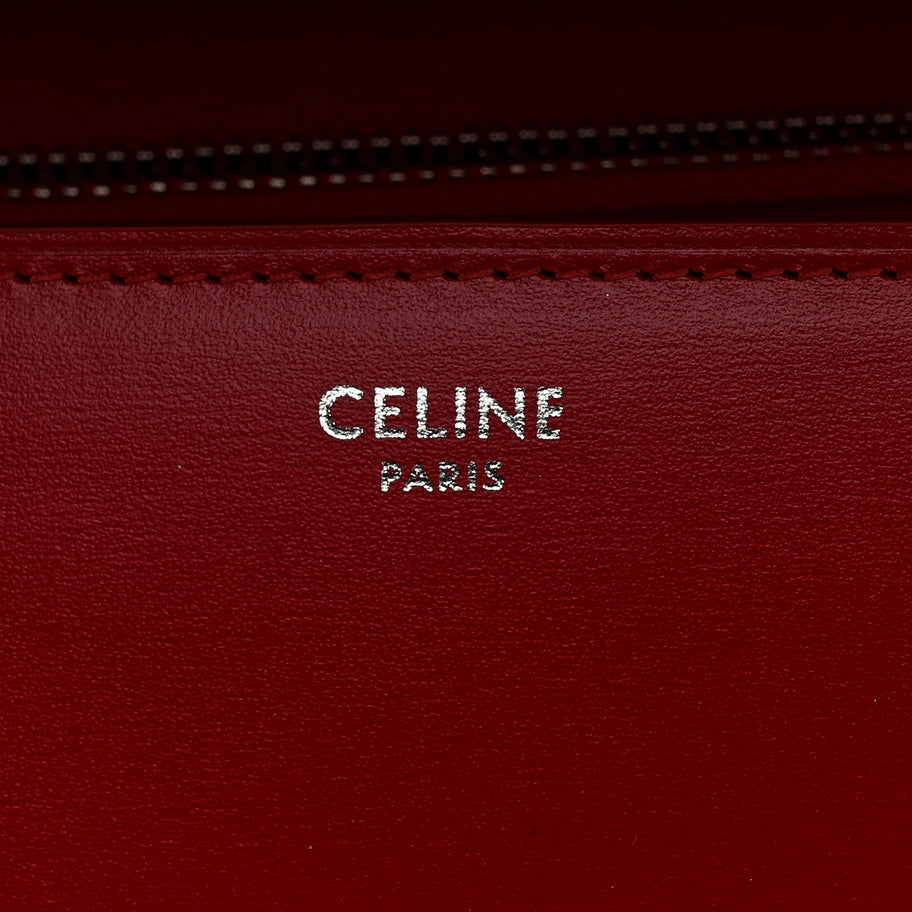 Celine Smooth Calfskin Medium Classic Box Flap Bag Red Image 6