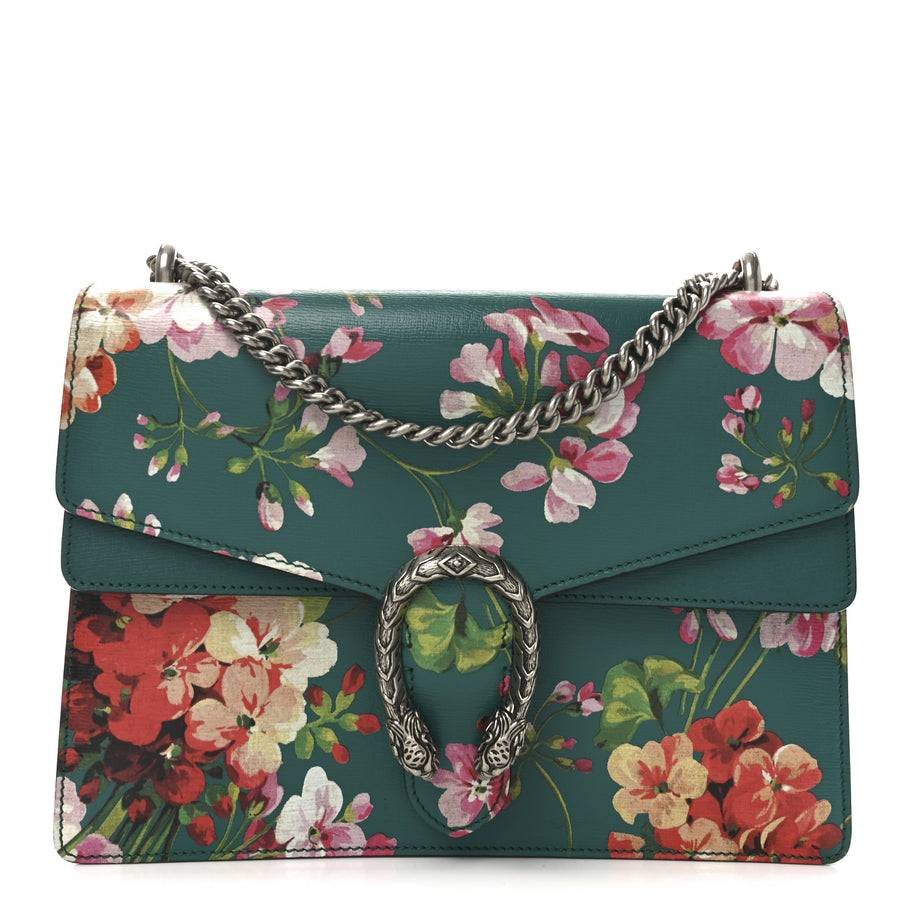 Gucci Calfskin Blooms Print Medium Dionysus Shoulder Bag Bright Emerald Multicolor Image 1