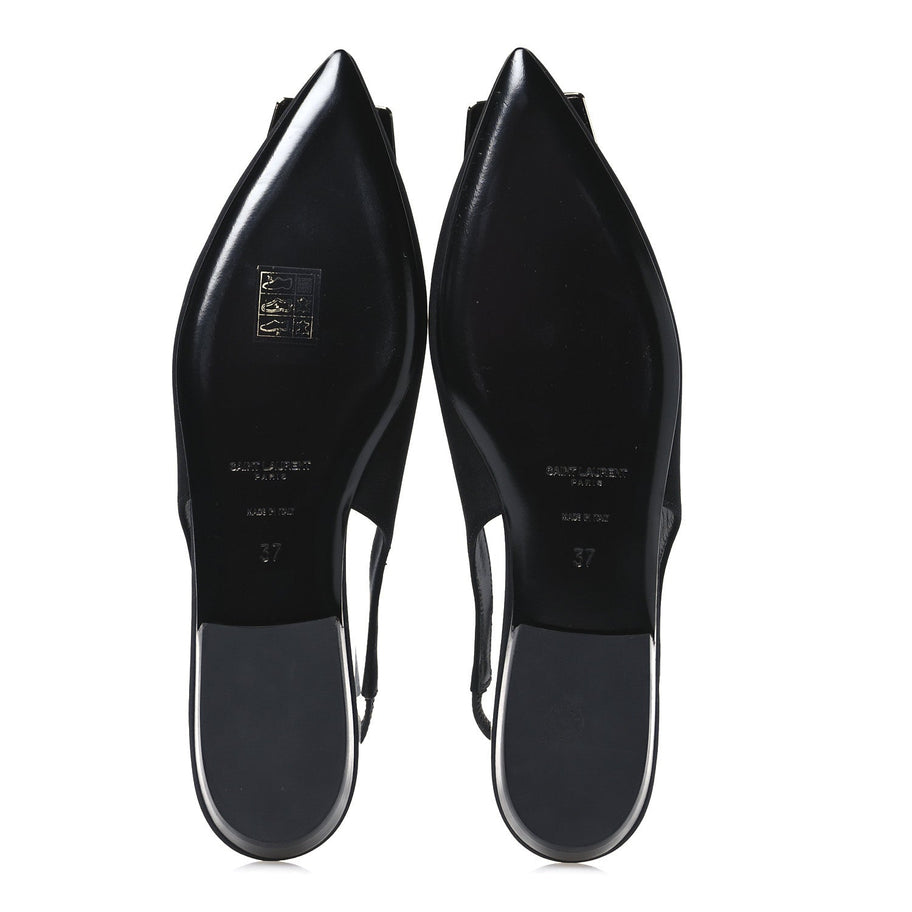 Saint Laurent Crepe De Chine Vivi 10 Plate Slingback Flats 37 Black Image 6