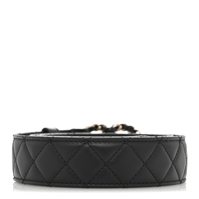  Chanel Calfskin Quilted CC Chain Belt 80 32 Black