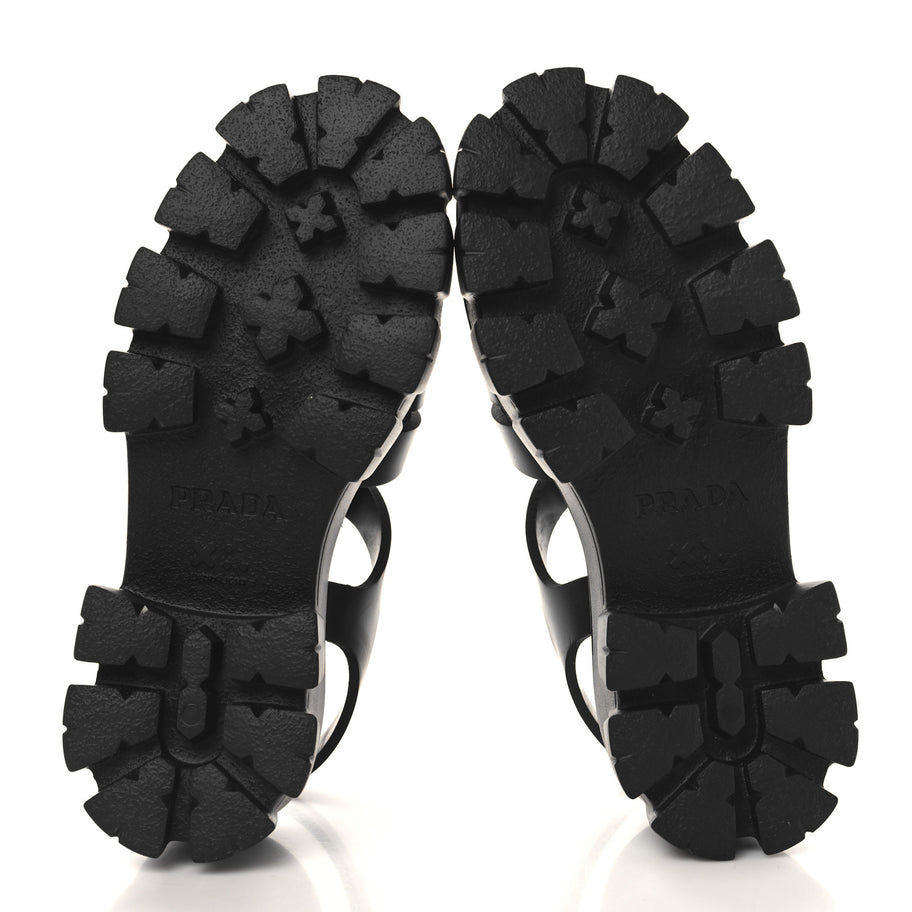 Prada Foam Rubber Triangle Logo Monolith 55mm Cage Sandals 36 Black Image 6