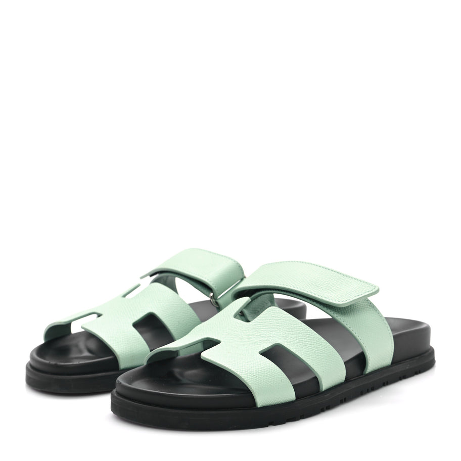 Hermes Epsom Womens Chypre Sandals 37.5 Vert Jade Image 4