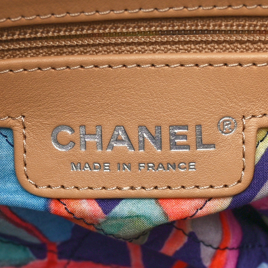 Chanel Canvas Quilted Jungle Jeans Tote White Multicolor Image 6