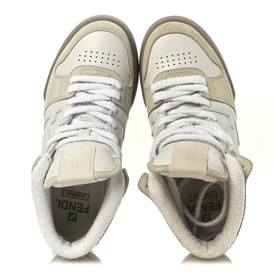 Fendi Suede Vitello Match High Top Sneakers 37 Ice White Ice Fendi White Image 2
