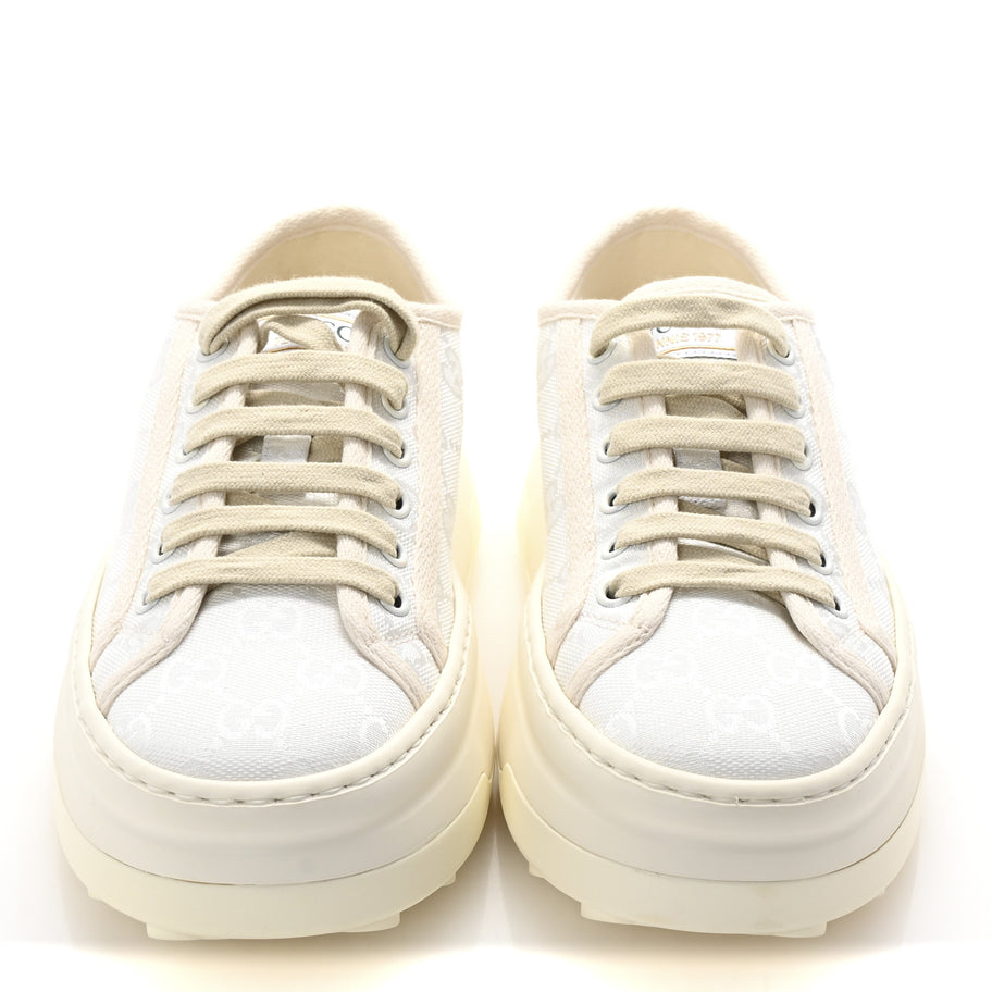 Gucci GG Monogram Womens 1977 Tennis Platform 52mm Sneakers 37 Great White Mystic White Image 3