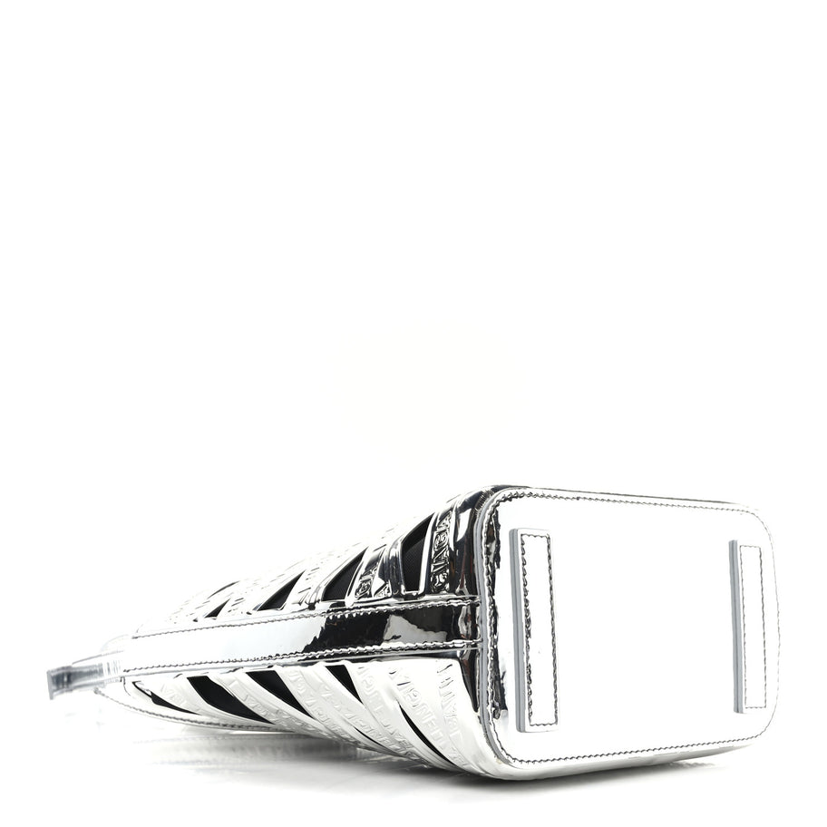 Balenciaga Patent Metallic Calfskin Small Neo Basket Tote Silver Image 4