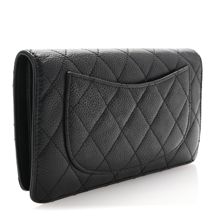 Chanel Caviar Quilted Yen Wallet Black Image 3