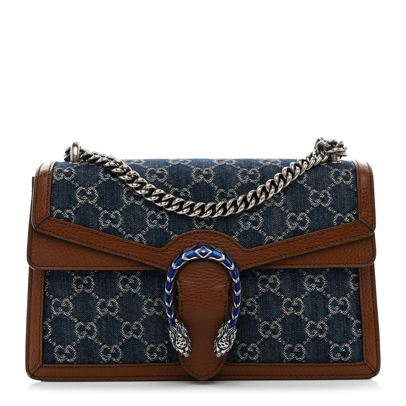  Gucci New Denim GG Monogram Dollar Calfskin Enamel Small Dionysus Shoulder Bag Blue Tea Cuir Epilog Electric Blue