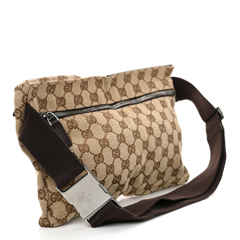Gucci GG Monogram Double Pocket Belt Bag Dark Brown Image 2
