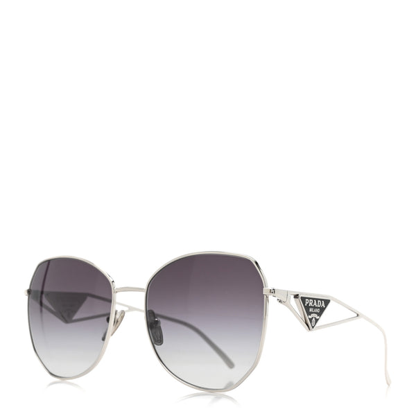 Prada Metal Symbole Triangle Logo Sunglasses SPR57Y Smoky Grey
