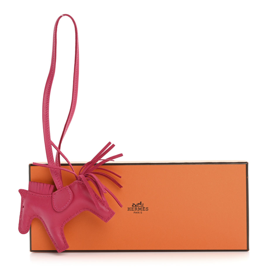 Hermes Milo Lambskin Grigri Rodeo Horse Bag Charm PM Rose Mexico Image 6