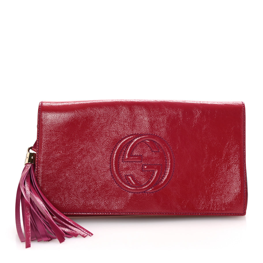 Gucci Soft Patent Medium Soho Clutch Bright Bougainvillea Image 1
