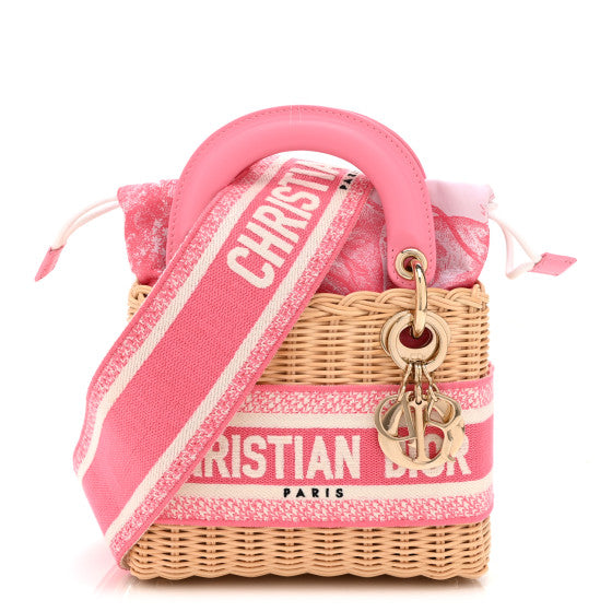 Christian Dior Wicker Oblique Mini Lady Dior Bag Pink Image 1